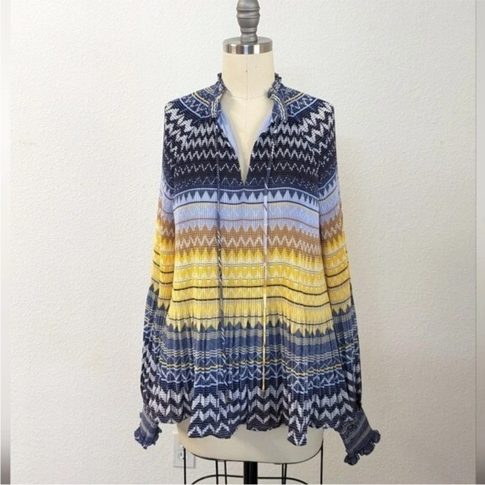 Ted Baker Deliie Geo Print Blouson Sleeve Top